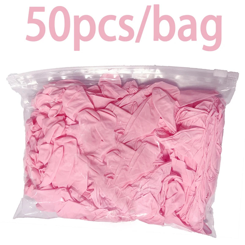 20/50/100/200/400/1000Pcs Pink Disposable Nitrile Cleaning Gloves, Suitable for