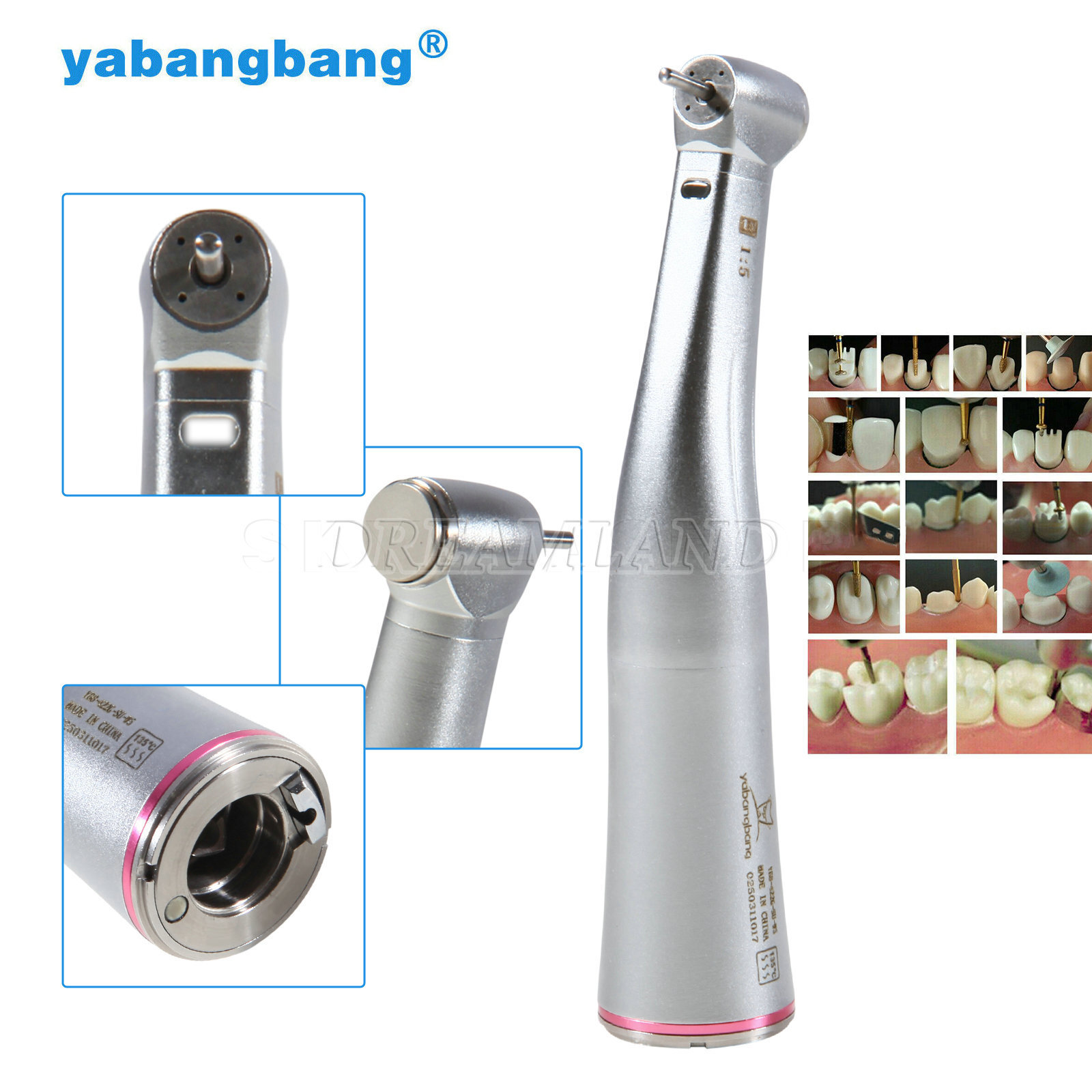 Dental 1:5 Increasing Low Speed Contra Angle Handpiece E-type Inner Channel Red