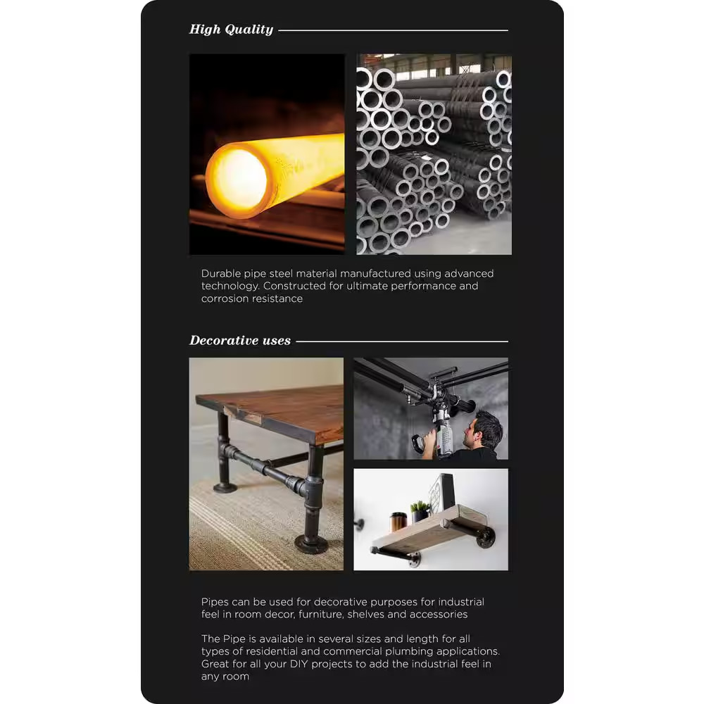 1/2 In. X 72 In. Black Steel Pipe