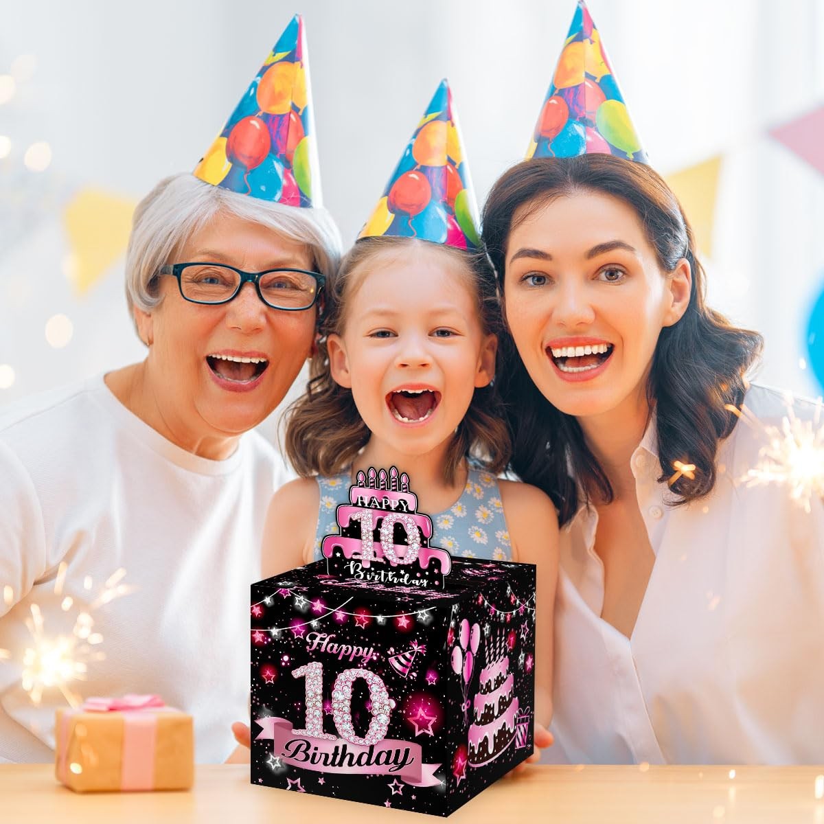 Pink DIY Surprise Explosion Money Box Gift Set 35 Bags 10th Birthday Decor