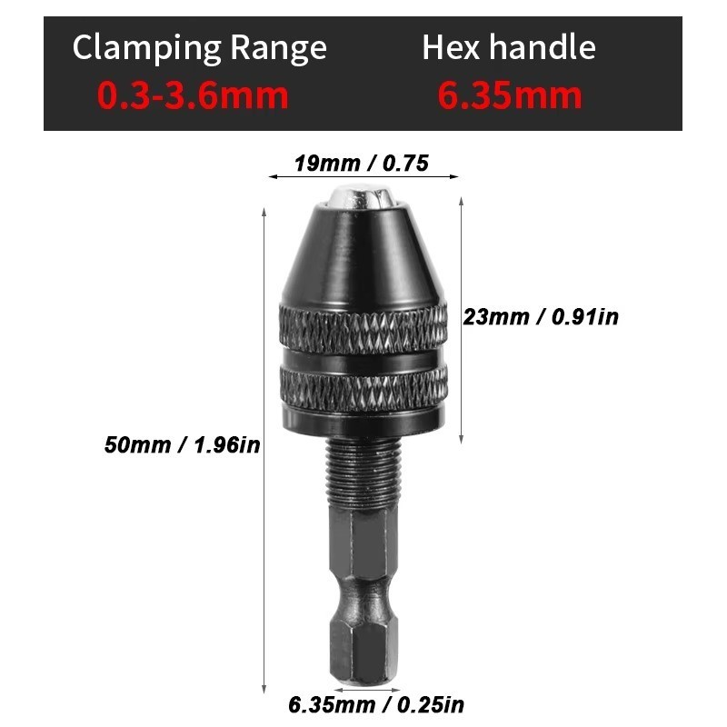 4Pcs 1/4″Hex Shank Keyless Drill Chuck Adapter Bit Quick Change Converter Driver