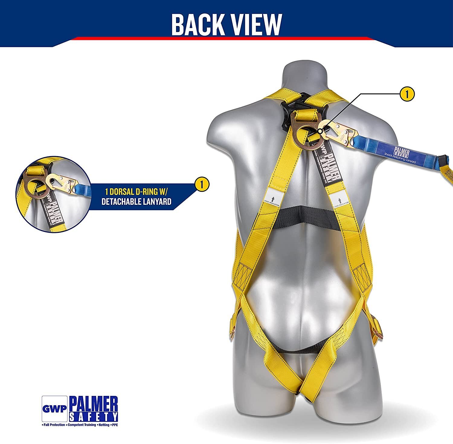 Palmer Safety Safety Harness w/Detachable 6 ft Lanyard I Single Leg Lanyard…