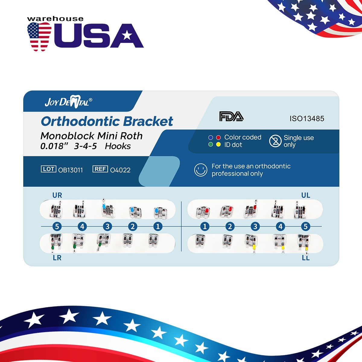 20 X Dental Orthodontic Brackets Braces Mini Roth MBT 022 /018 Hook 345