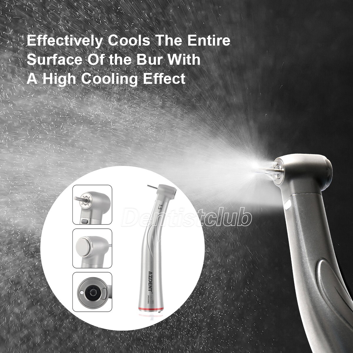 Dental LED Fiber Optic 1:5 Increasing Contra Angle Handpiece fit Electric Motor
