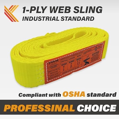 2″ x 20ft Heavy Duty Webbing Sling Straps – 2 Pack Lifting Rigging Towing Gear