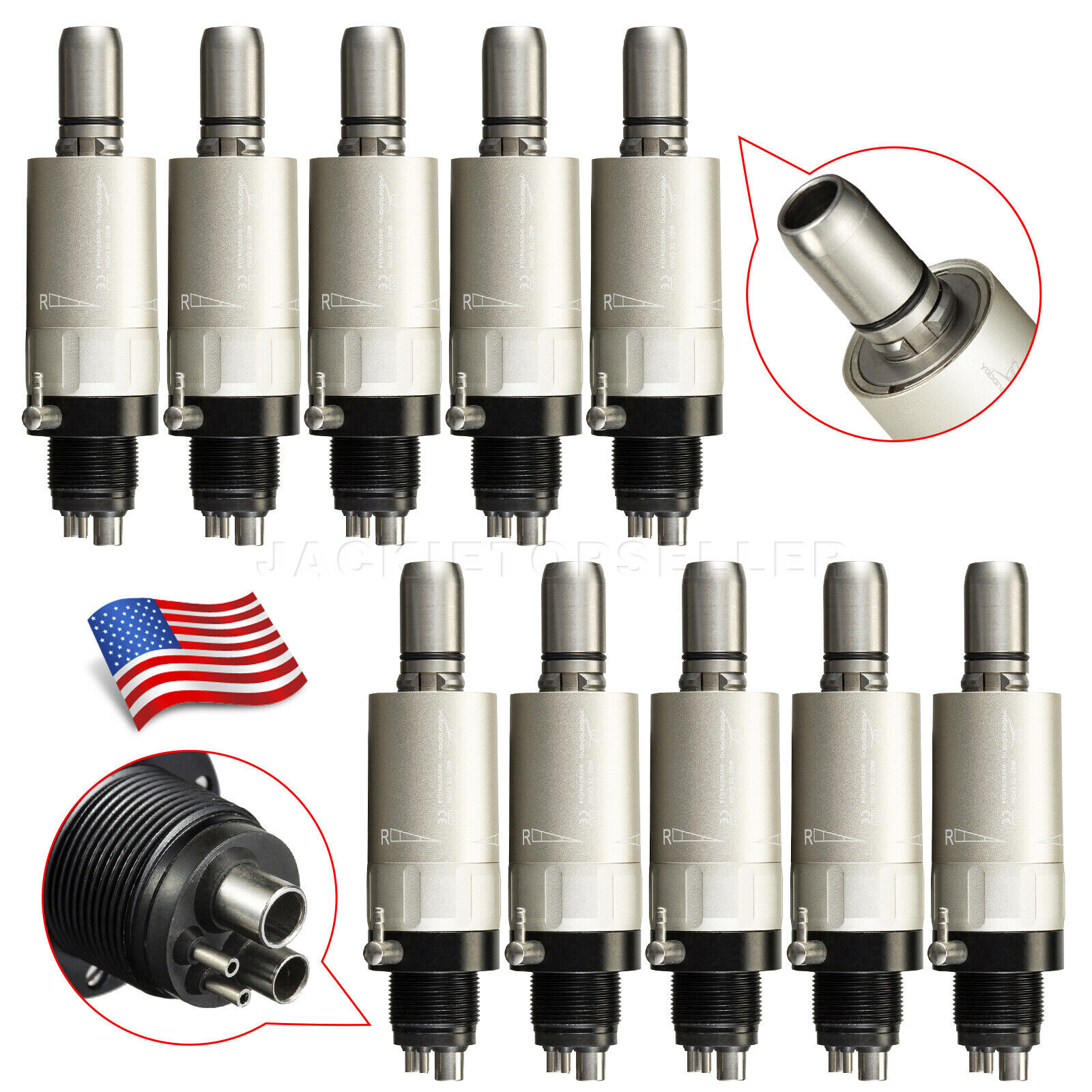 USA Dental Slow Low Speed Handpiece Air Motor 1:1 Direct Drive 4 Hole Yabang
