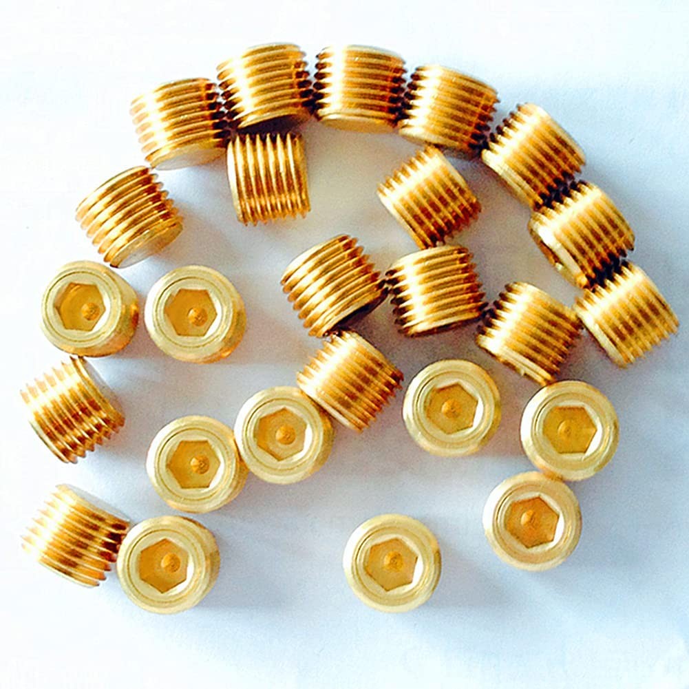 HeavyDuty Brass Pipe Plug 1/2 NPT Internal Hex 3 Pcs for Fluid Control