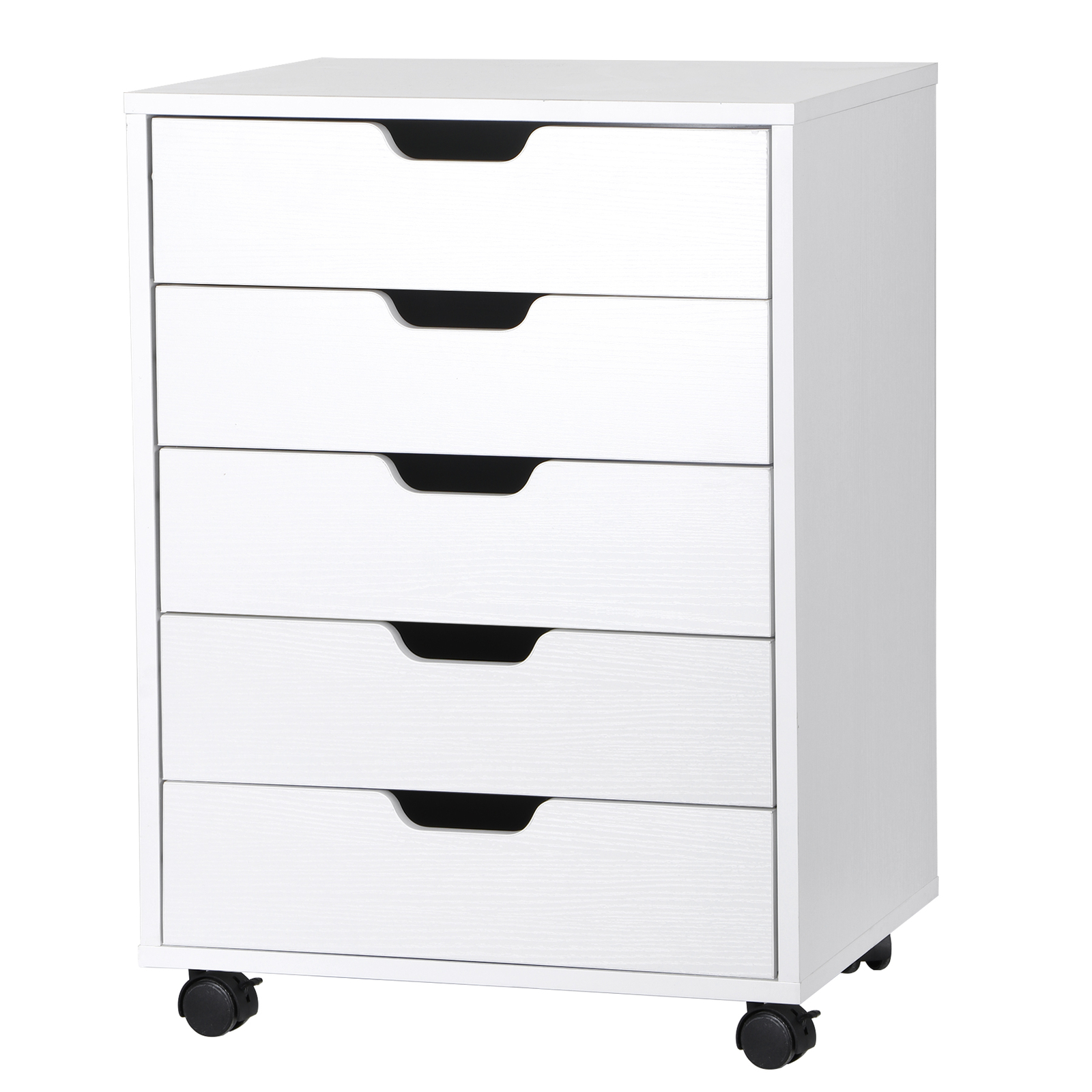 5 Drawer Dresser Rolling Clothing Storage Chest Beside Wall Mobile Store Clothes
