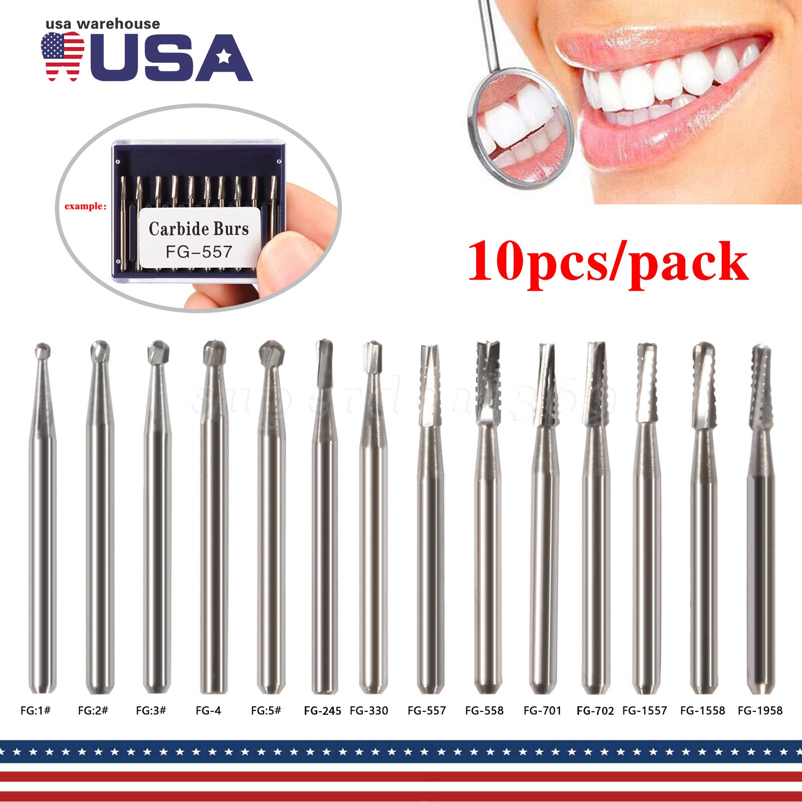 10-100 Pcs Dental FG Tungsten Steel Carbide Burs Drill High-Speed Handpiece po