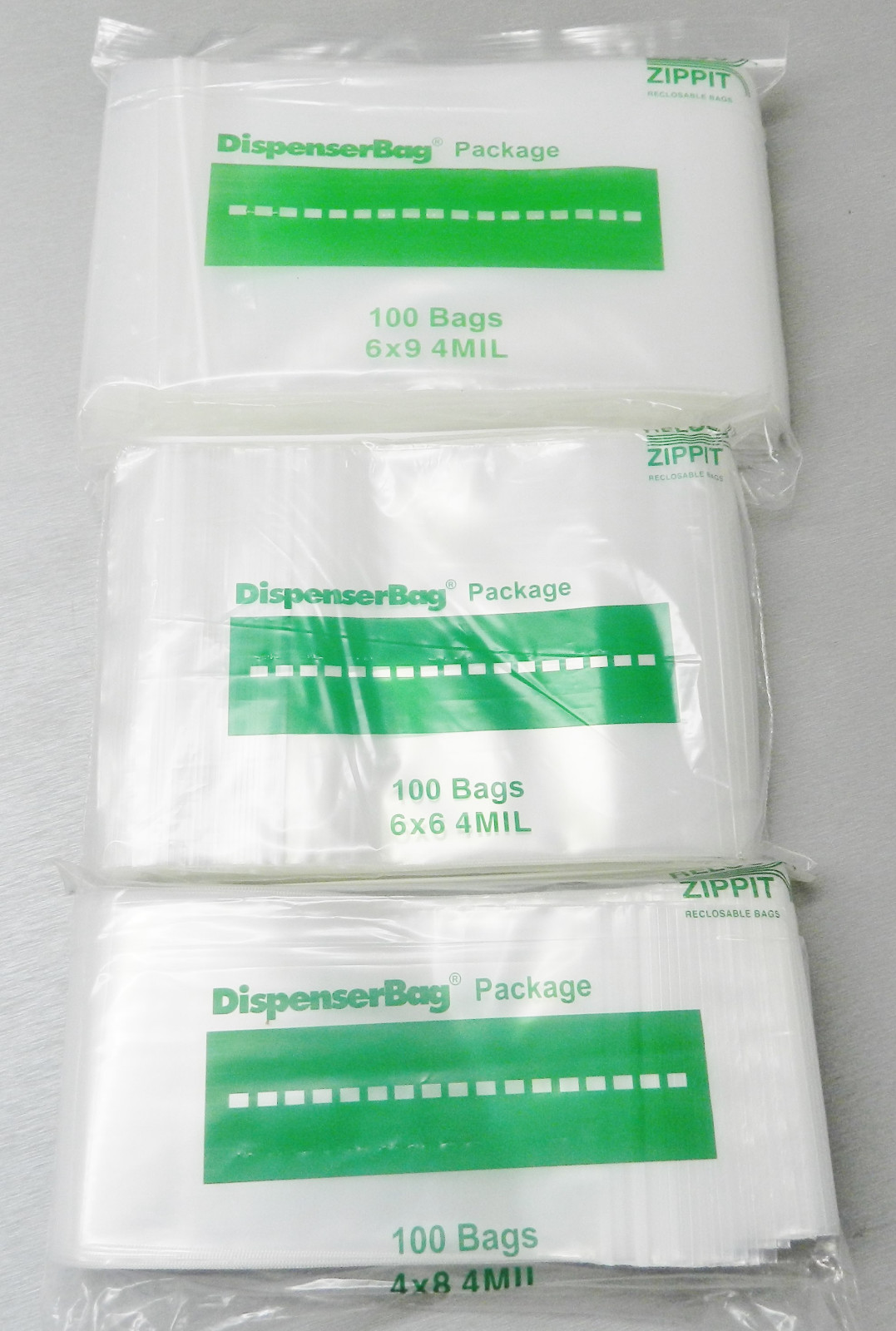 300 Zippit Bags 4Mil Thick Assortment 3 Sizes 4×8 6×6 6×9 Heavy Duty Bags 100 @
