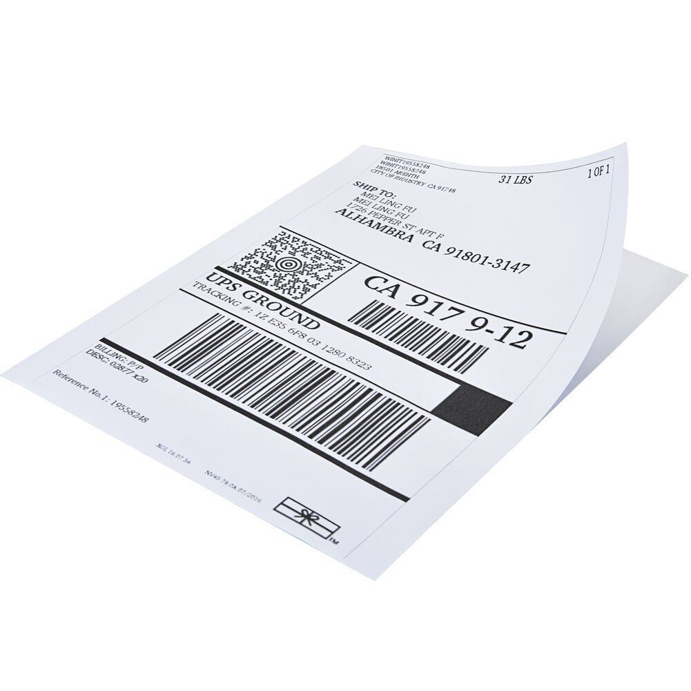 100 Full Sheet Shipping Labels 8.5×11 Self Adhesive Blank Paper for Laser Inkjet