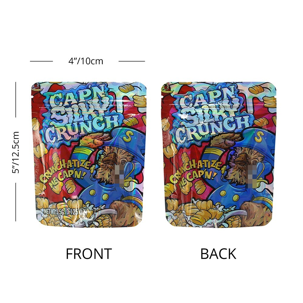 3.5g Mylar Bag Stand Up Zip Seal Bags Mixed Pack Holographic Bag 100pcs