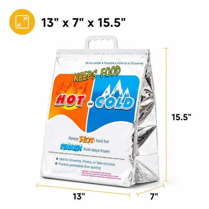 4 Pack Hot and Cold Insulated Bags for Food Delivery, Grocery Shopping Bags