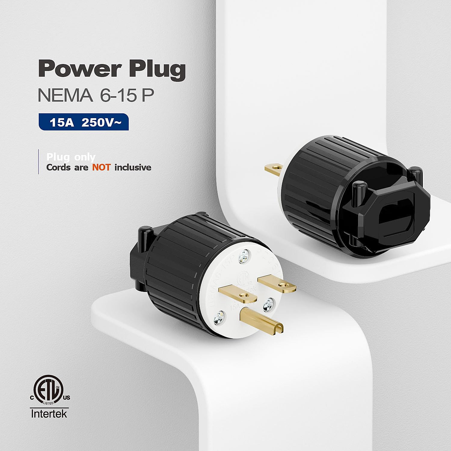 NEMA 6-15P Male Plug, ETL Listed 15AMP/250VOLT,15A Straight DIY Male, Usa/Canada