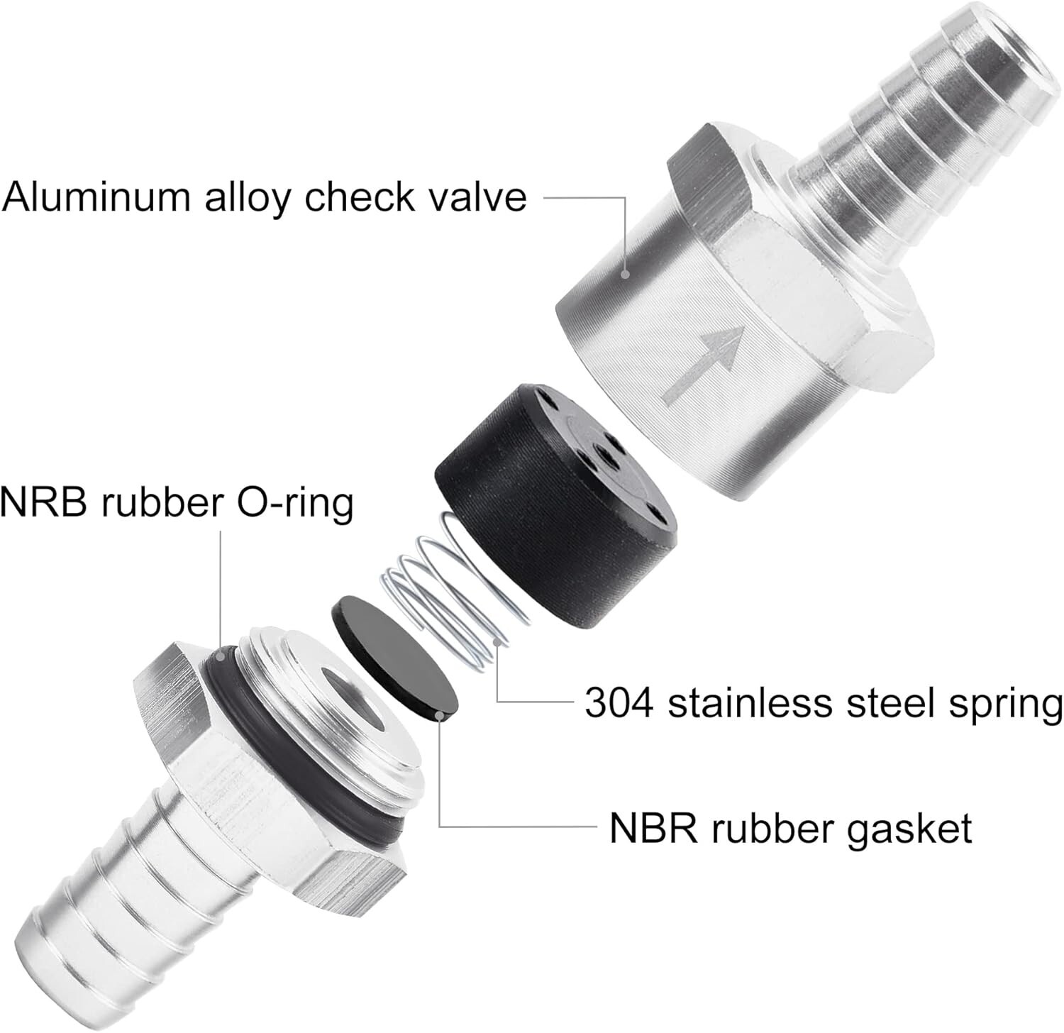 4x 10mm 3/8″ Fuel Line Non-Return One Way Air Fuel Oil Check Valve Diesel Gas