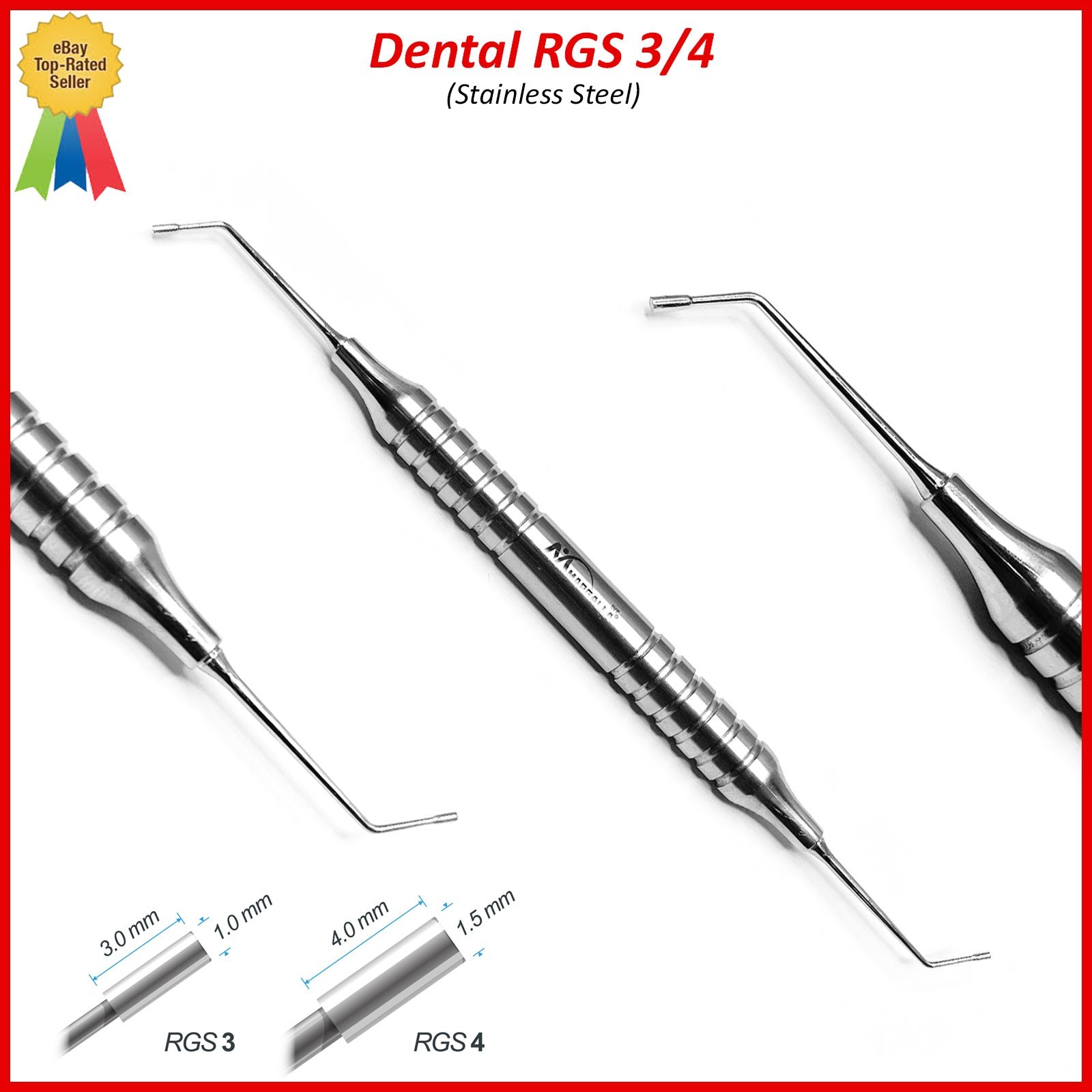 Dental Instrument RGS 3/4 Hollow Handle Depth Dimensions for Restorations