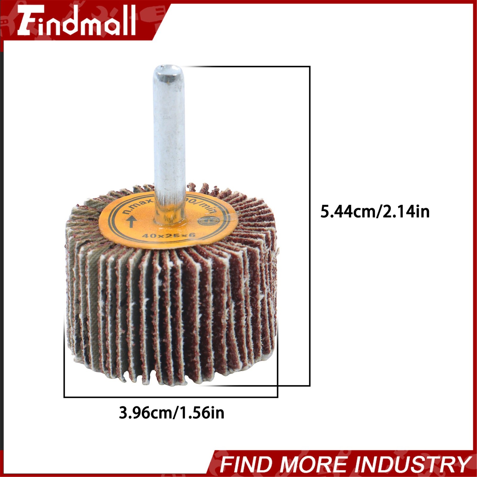 Findmall 5 Pack 1-1/2″x1″x1/4″ 60 Grit Aluminum Oxide Shank Mounted Flap Wheels