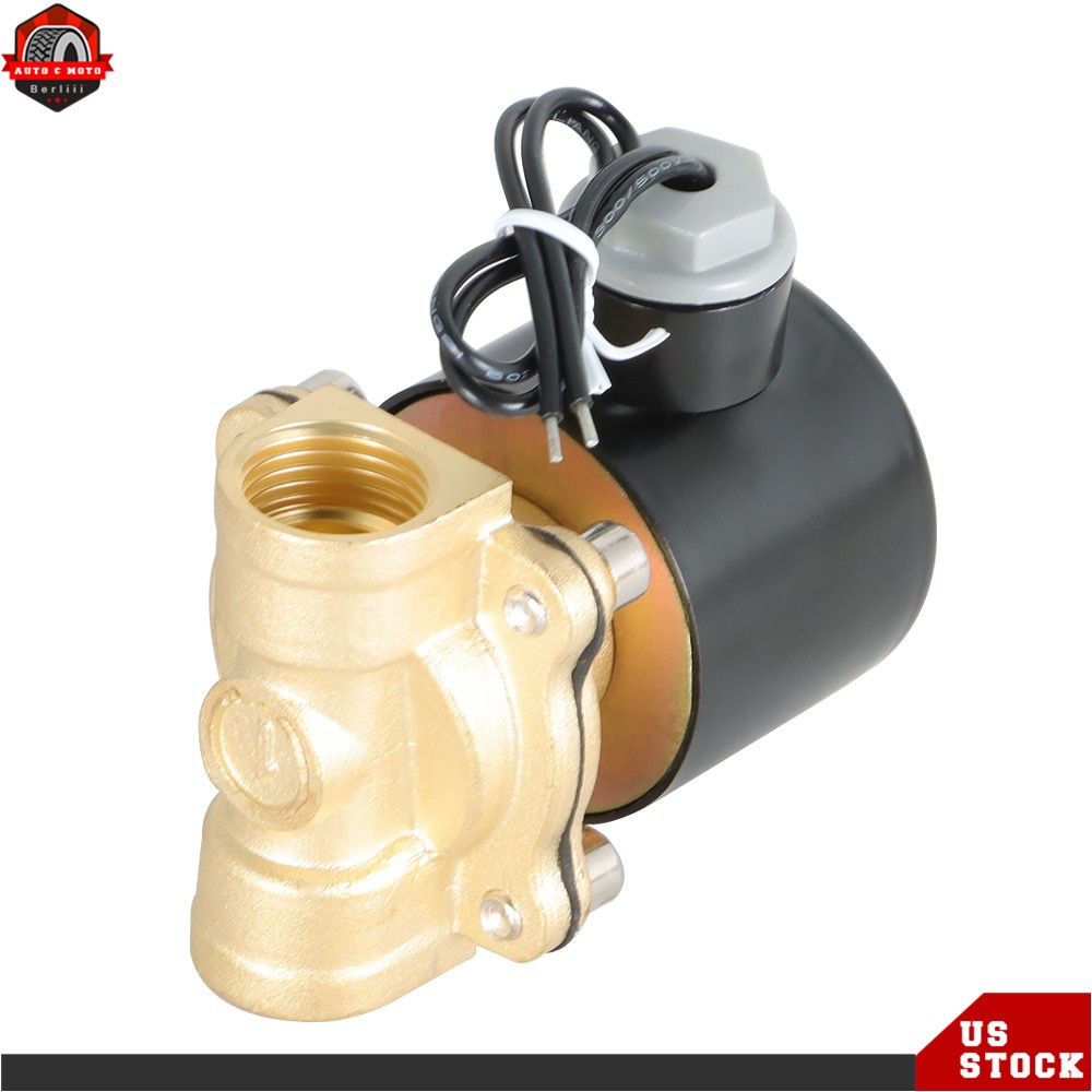 1/2 in 12V DC Brass Electric Solenoid Valve NPT Gas Water Air Normally Closed US