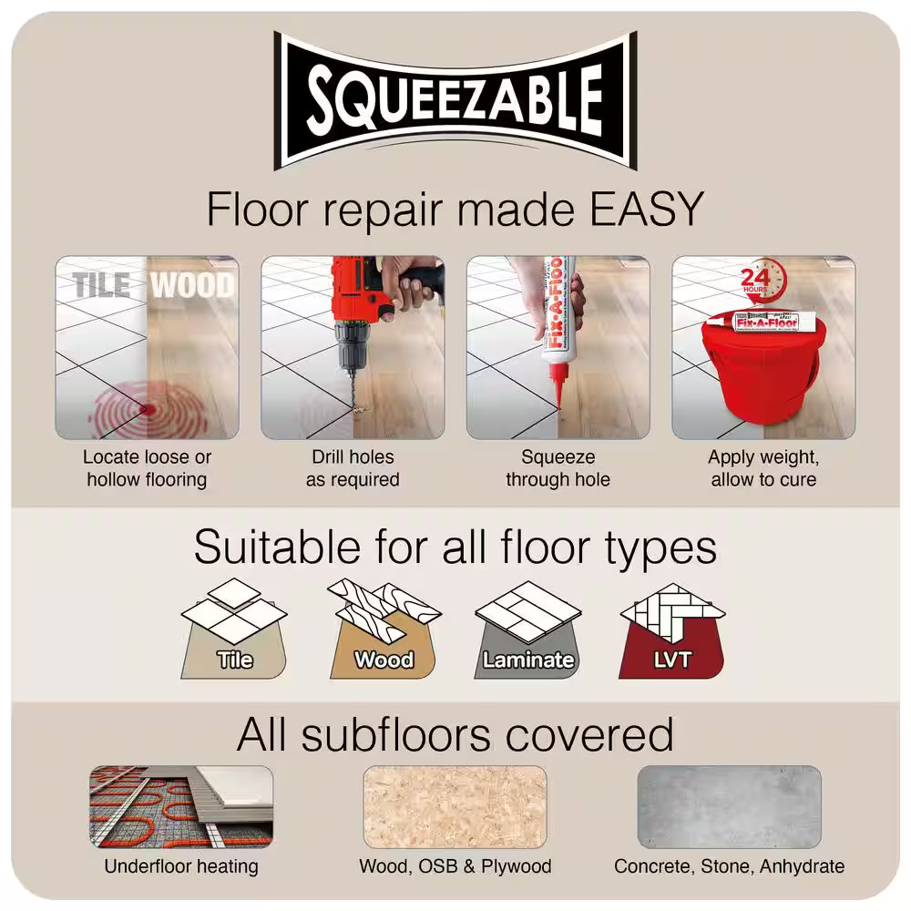 Squeeze Tube 10.1 Oz. Lb. Floor Patch Underlayment for Patching/Repair of Loose