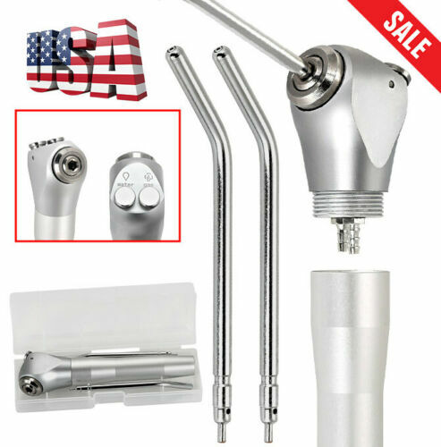 Dental Tri-3 Way Air Water Syringe Spray Triple Handpiece ^ 2 Nozzles Tips Tubes