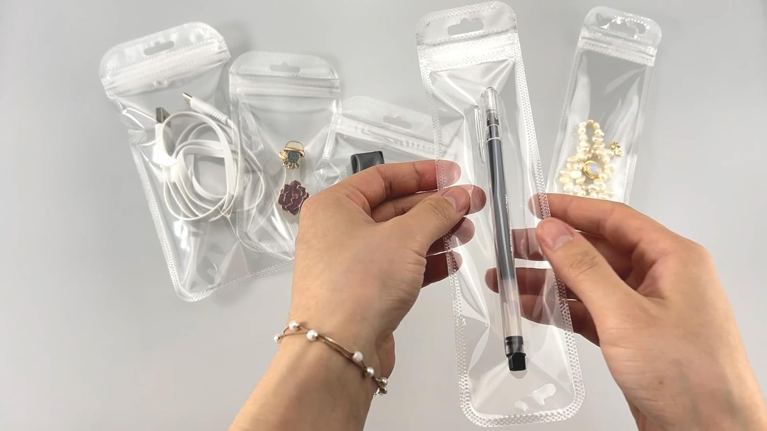 100 Pieces Self Sealing Bag with Hang Hole Resealable Zip Storage Lock Clear Pla