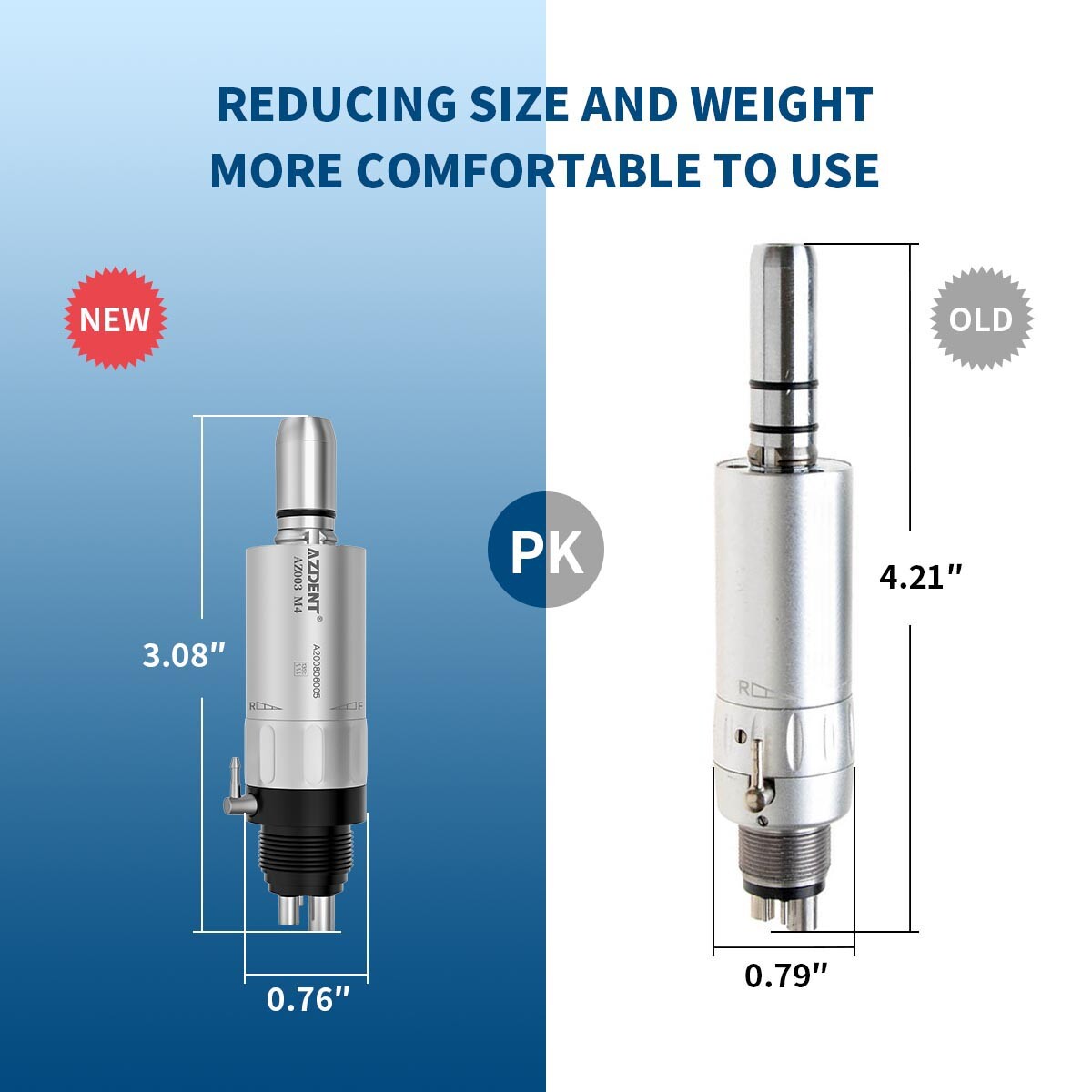Dental Low Speed Handpiece Air Motor 4 Hole Gear Ratio 1:1 Direct Drive 20000RPM