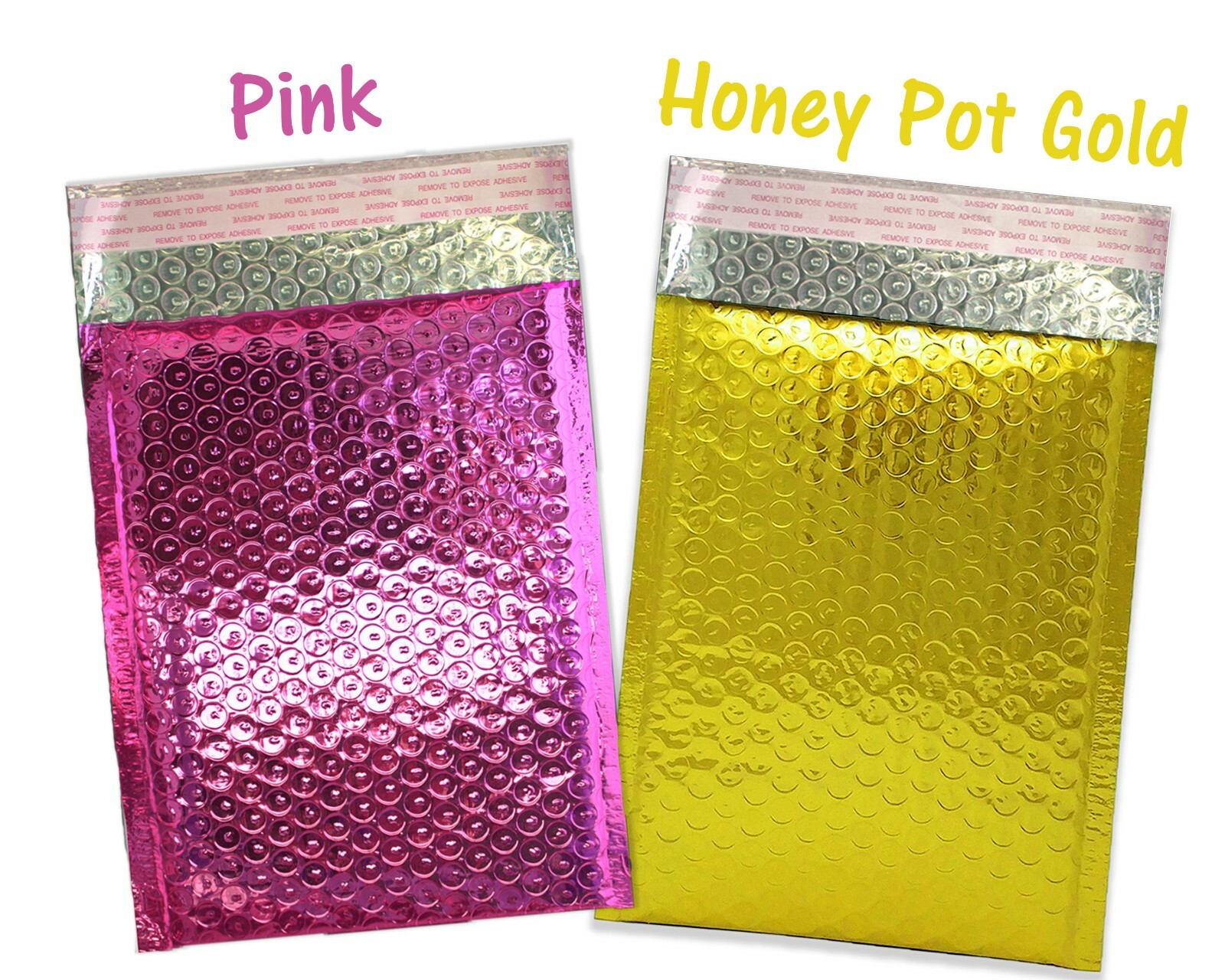 10 – 100 Lot -6×10 & 4×8 Pink, Honey Pot Gold METALLIC BUBBLE MAILER, Envelopes