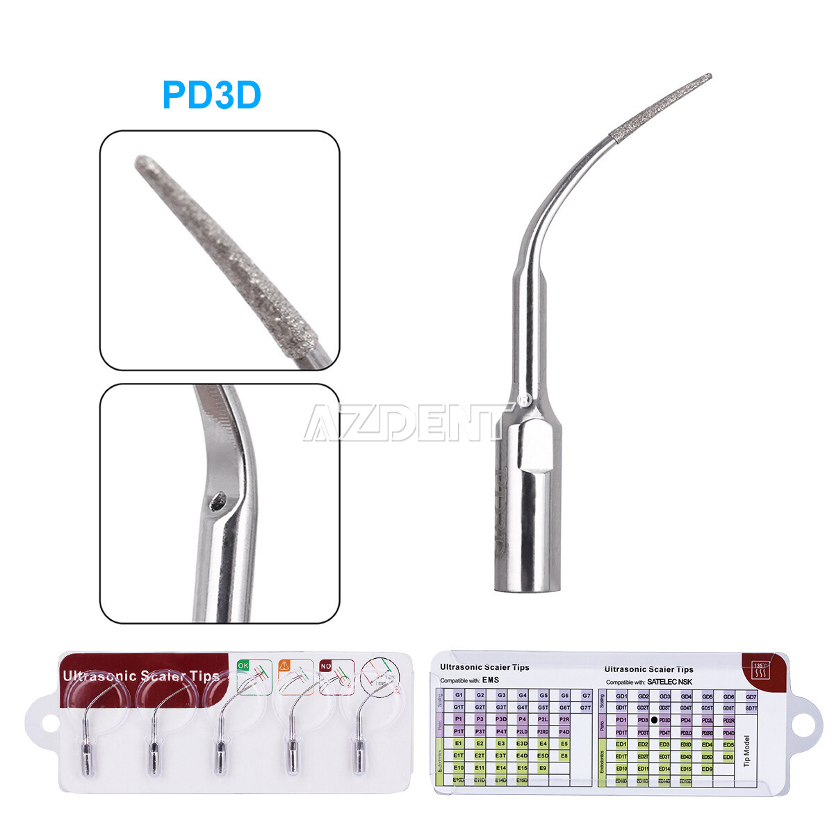 5Pcs Dental Ultrasonic Scaler Scaling Endo Perio Tips Fit For SATELEC/DTE/NSK