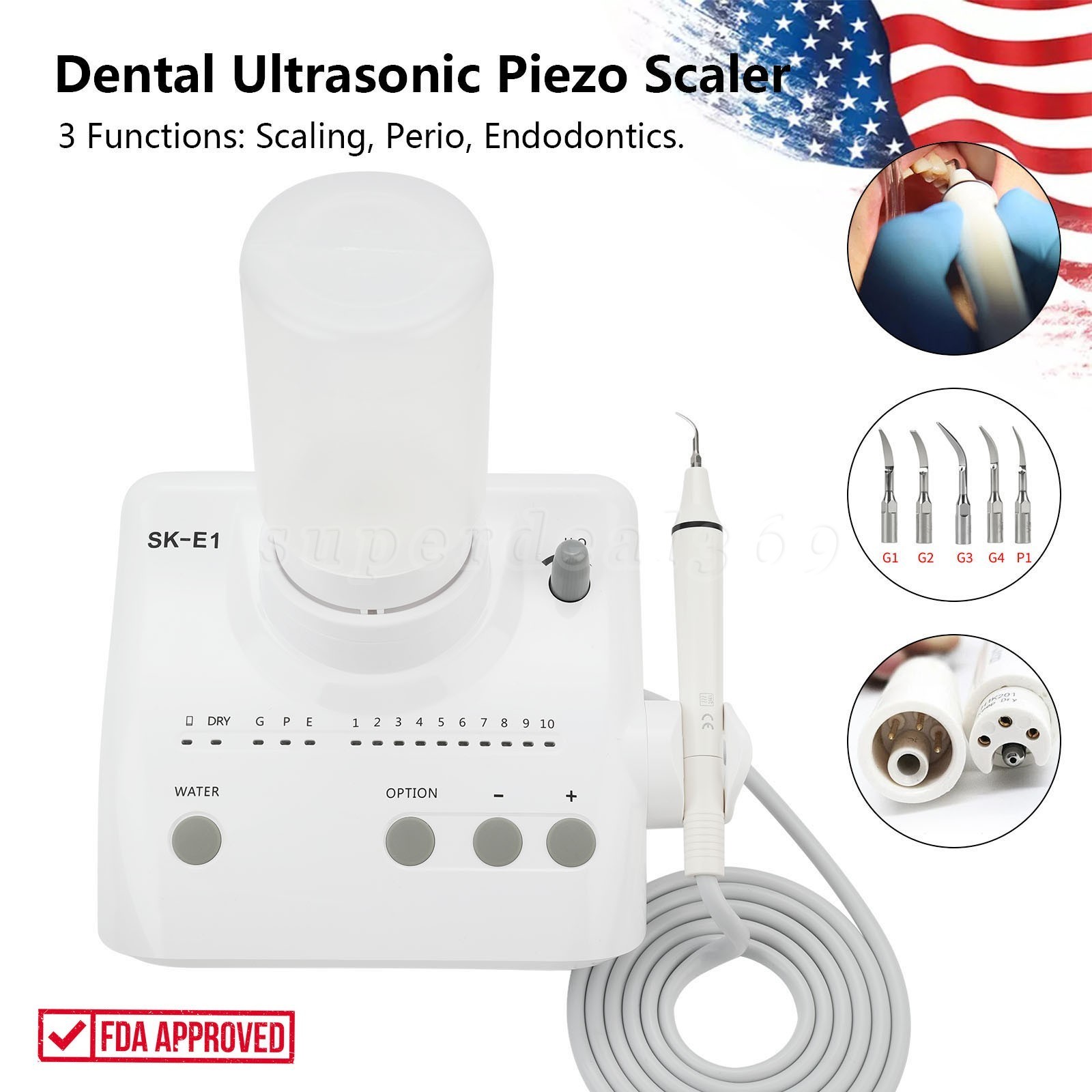 Auto Water Supply Dental Portable Ultrasonic Piezo Scaler fit Cavitron EMS CE