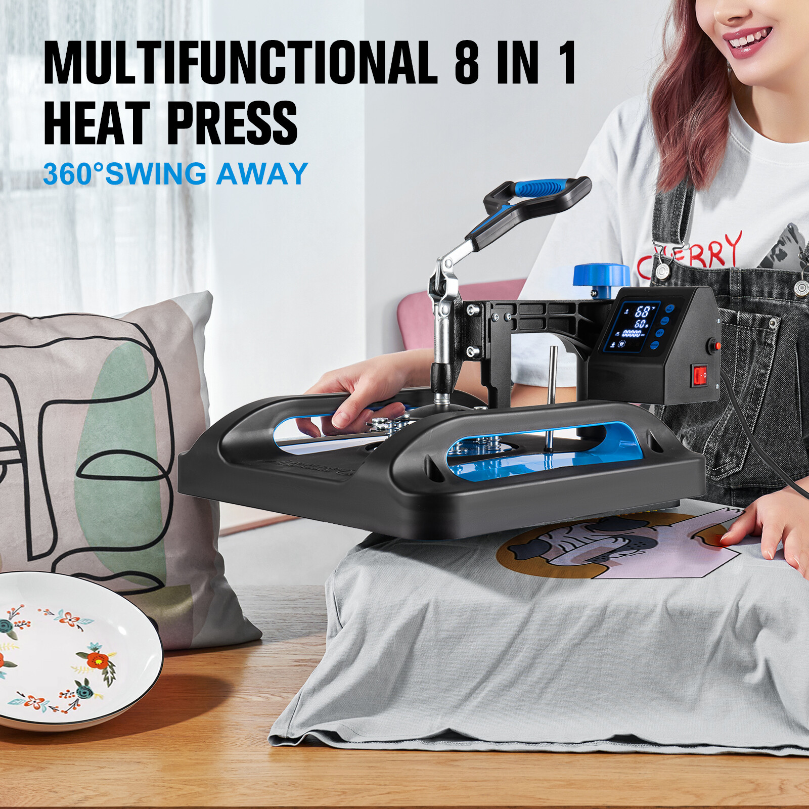8 in 1 Heat Press Machine Digital Transfer Sublimation T-Shirt Mug Hat Plate Cap
