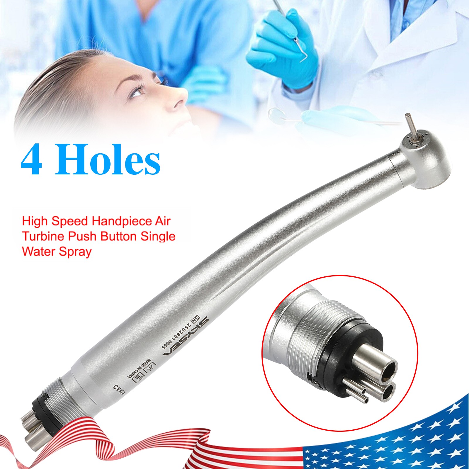 SKYSEA Dental High Fast Speed Turbine Handpiece Big Head 4 Hole Single Spray