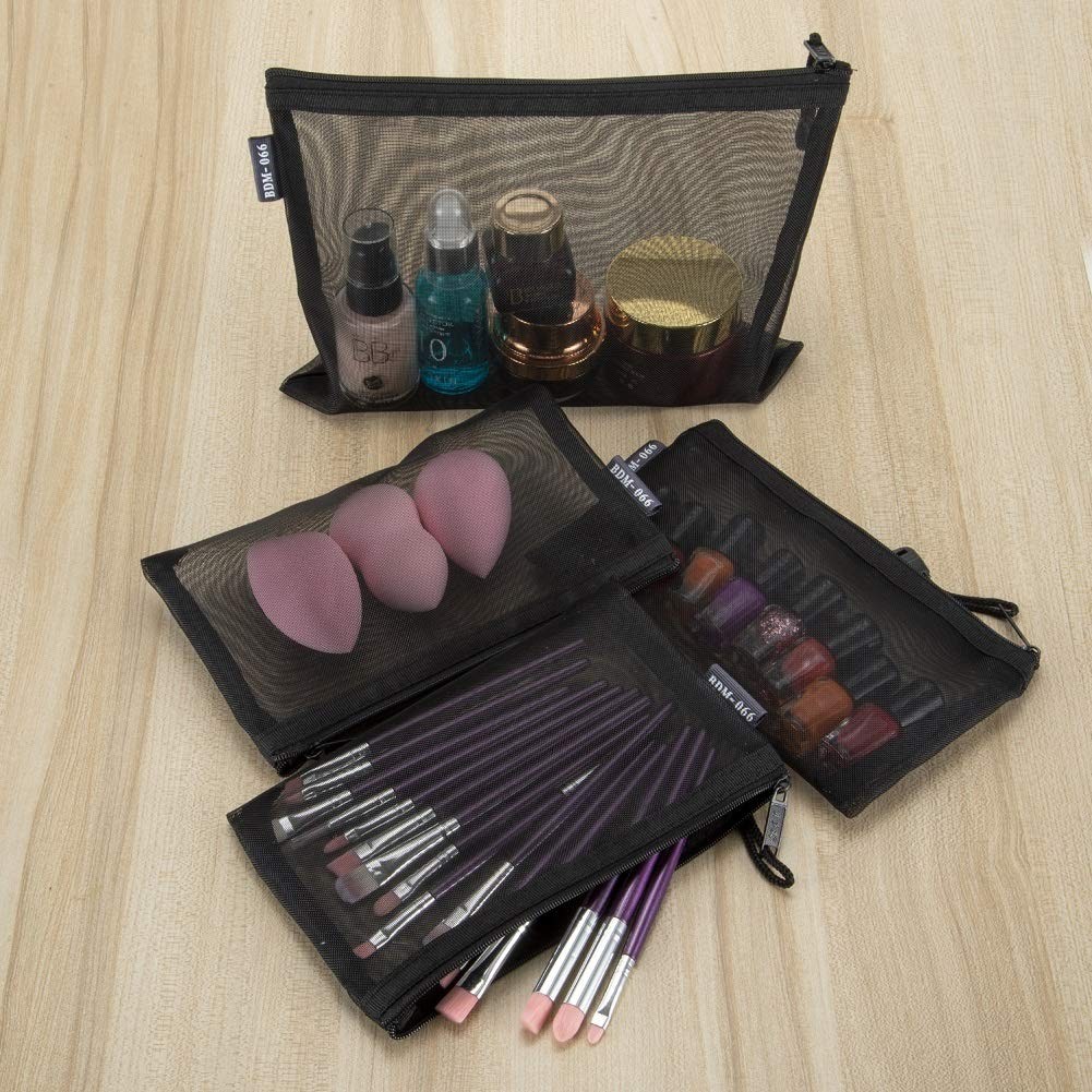 Bolsas De Malla De Nailon Con Cremallera Para Cosmeticos, 6 Bolsas De Maquil…