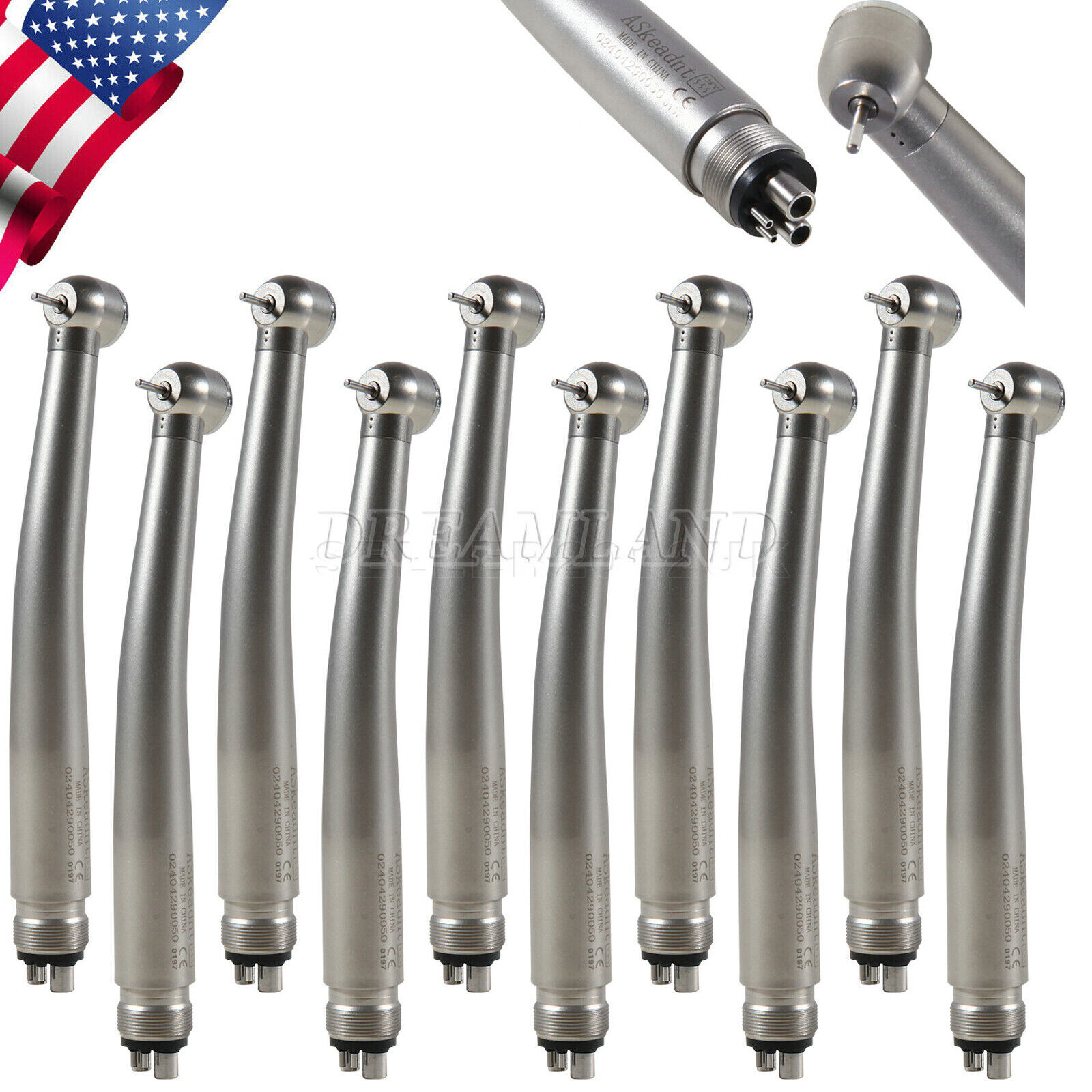1/10pcs Dental High Speed Handpiece Big Head Push Button Single Spray 4 Holes