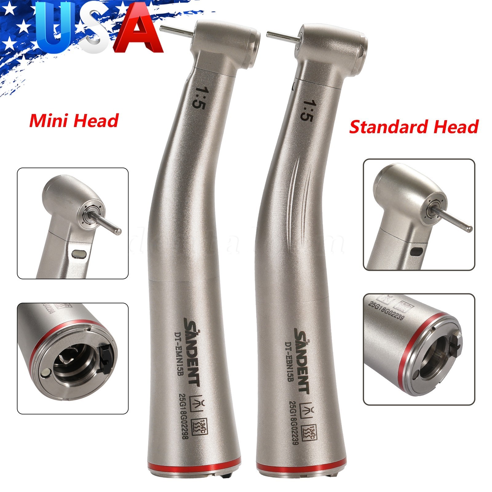 Dental 1:5 Electric Fiber Optic LED Contra Angle Handpiece NSK Style FG Burs DT