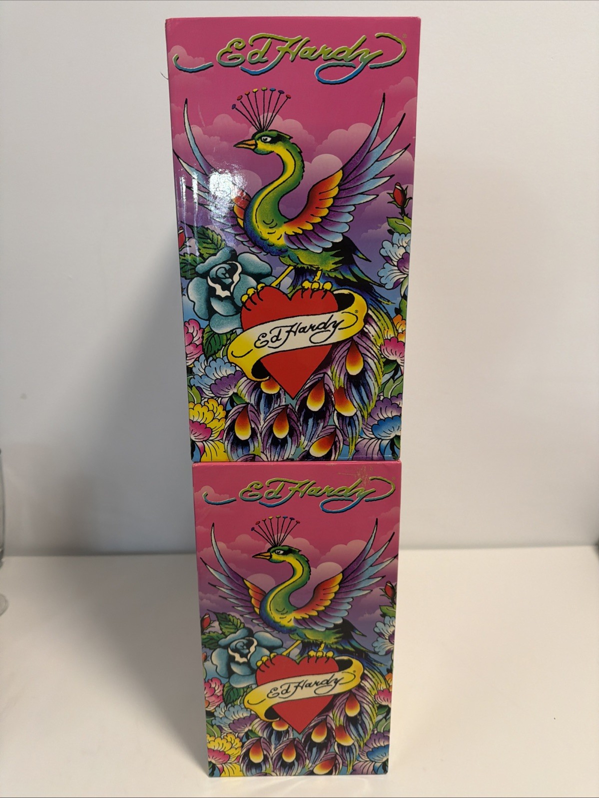 2x – Ed Hardy Lisa Frank Love Kills Slowly Peacock Design Hanging File Box RARE