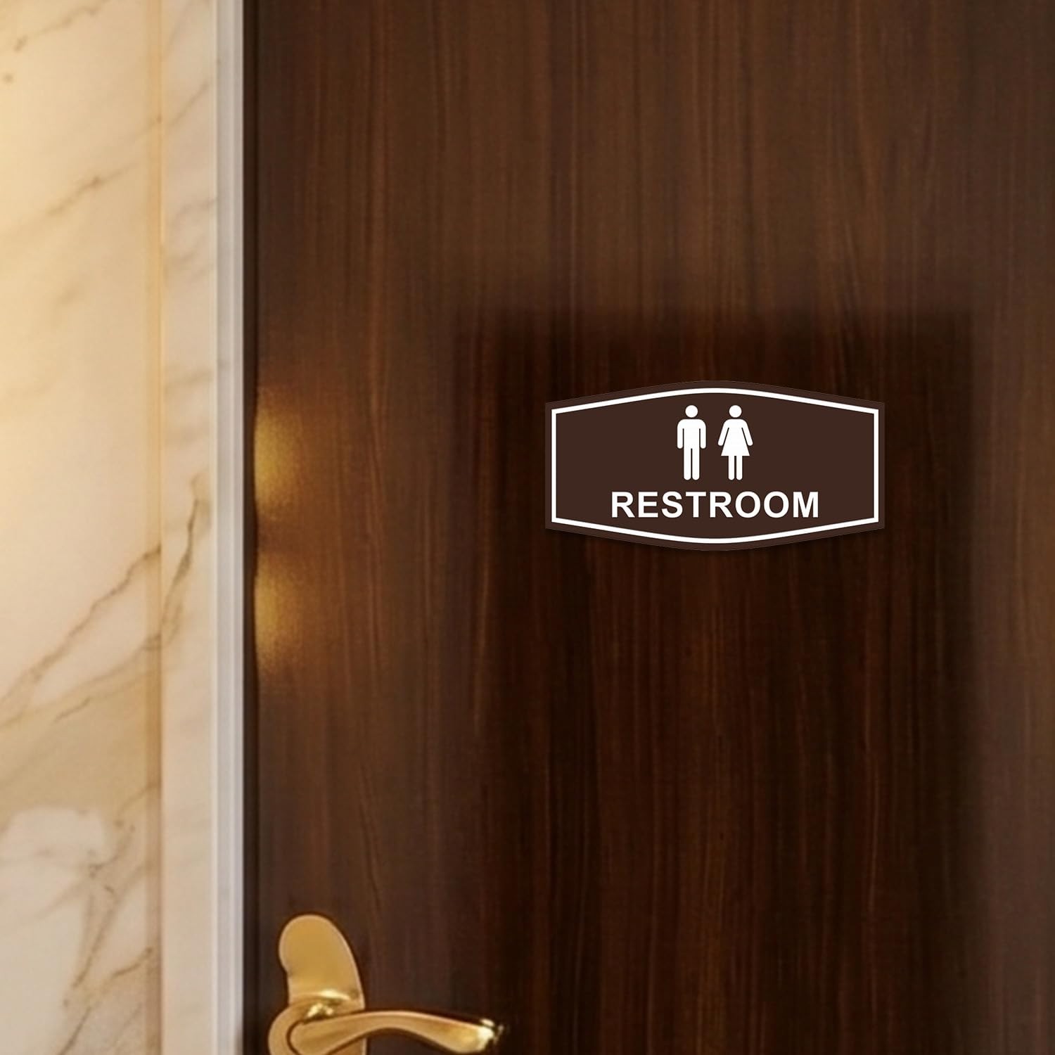 Fancy Unisex Restroom Sign Medium Brushed Gold Commercial Office Door Wall