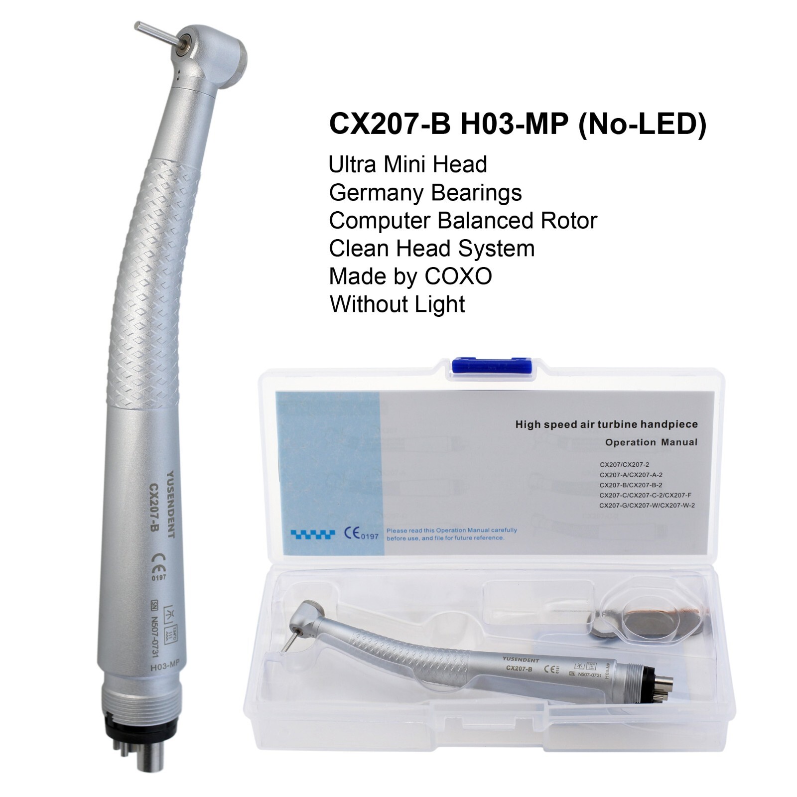 COXO Dental Handpiece Small High Speed Turbine 4Hole CX207-B NSK Ultra Mini Head