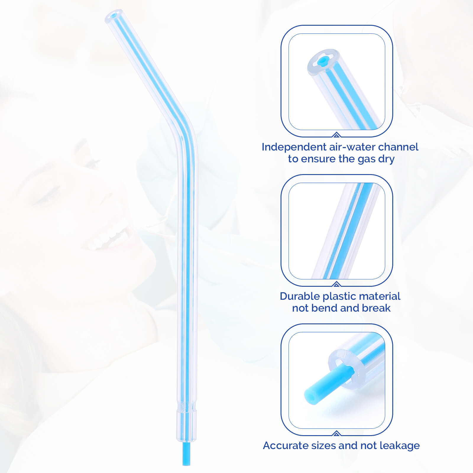 Dental 3-Way Air Water Syringe Disposable Spray Tips Triple Nozzles Tubes 3Types