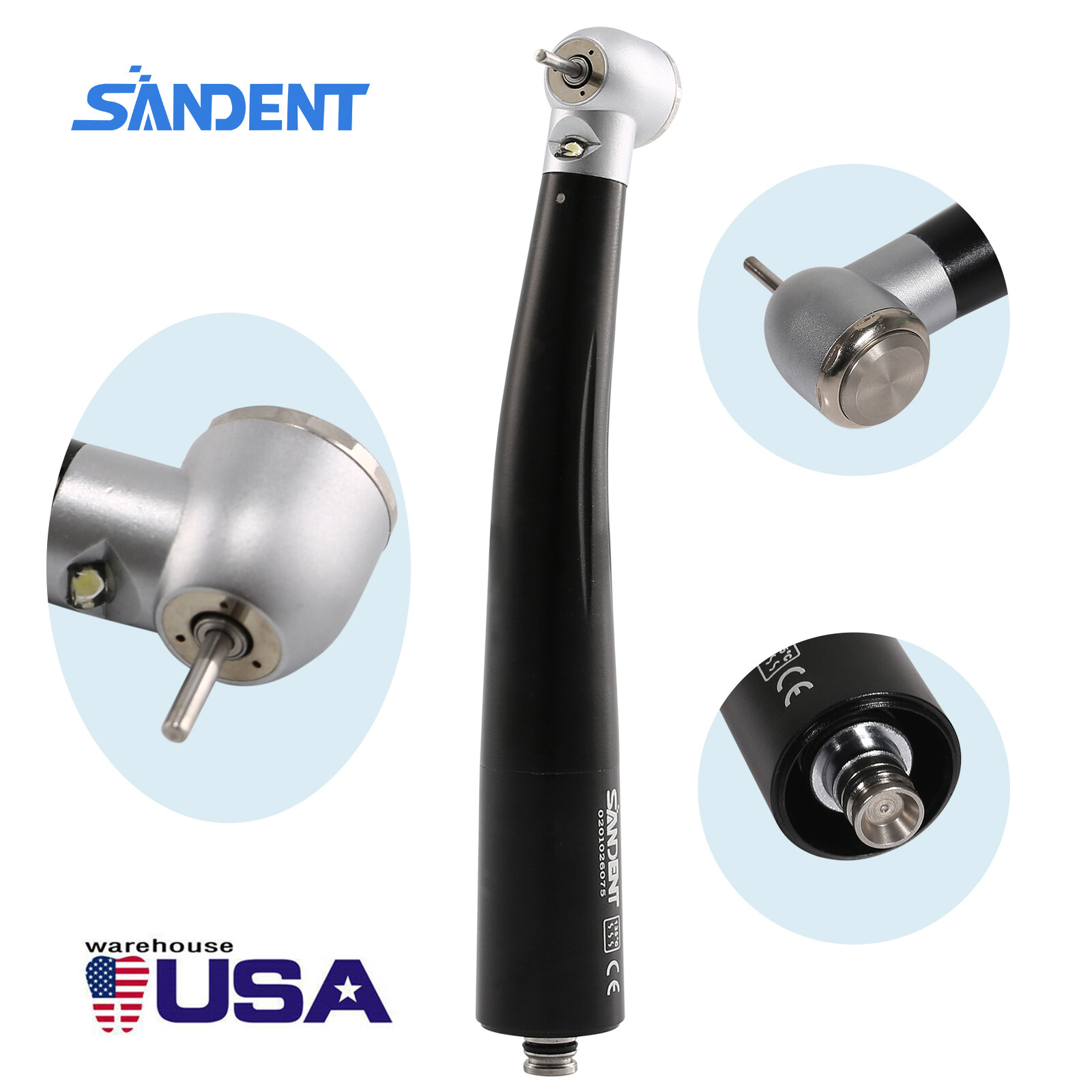 Dental LED E-generator Fiber Optic High Handpiece Turbine Internal Triple Spray