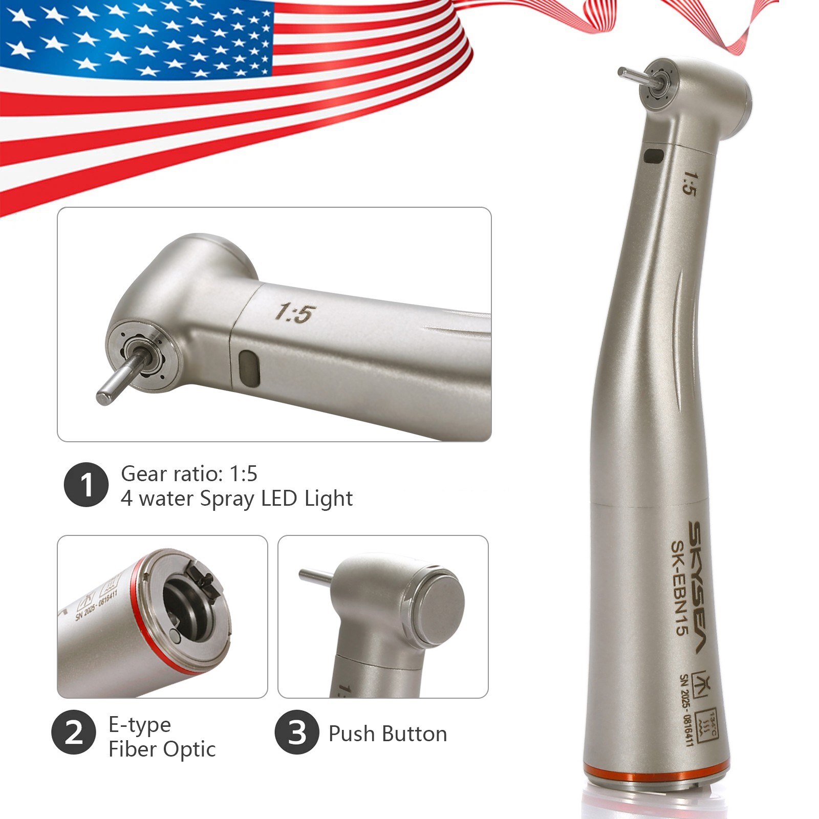NSK Style Dental Slow Low Speed Handpiece E-type Air Motor Micromotor 4 Holes M4