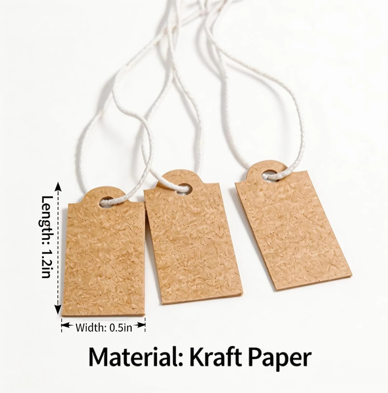 300 Pcs Small Price Tags with Elastic String, Brown Kraft Jewelry Tags for Pr…