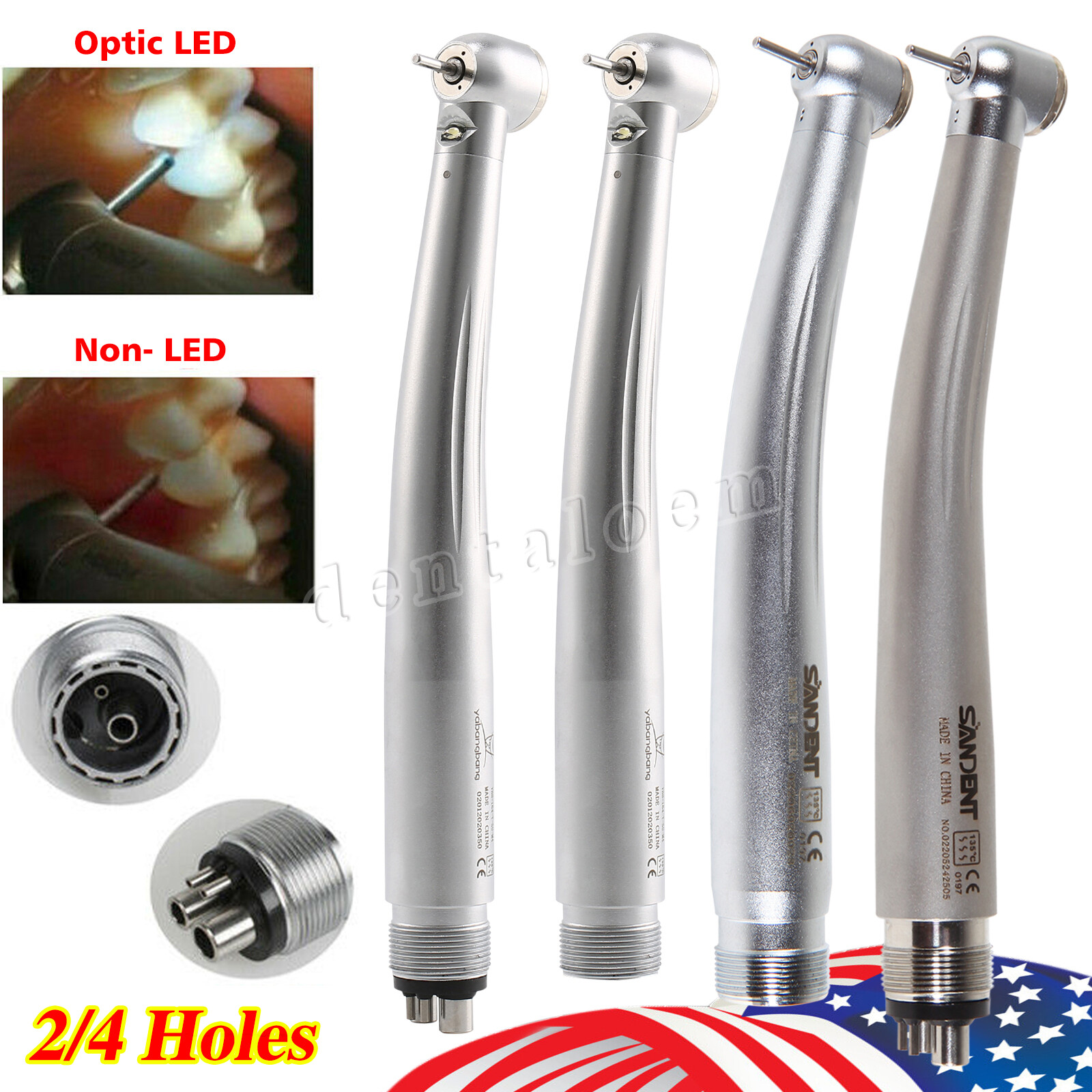 NSK Style Dental (Fiber Optic LED E-generator) High Speed Handpiece 2/4 Holes US