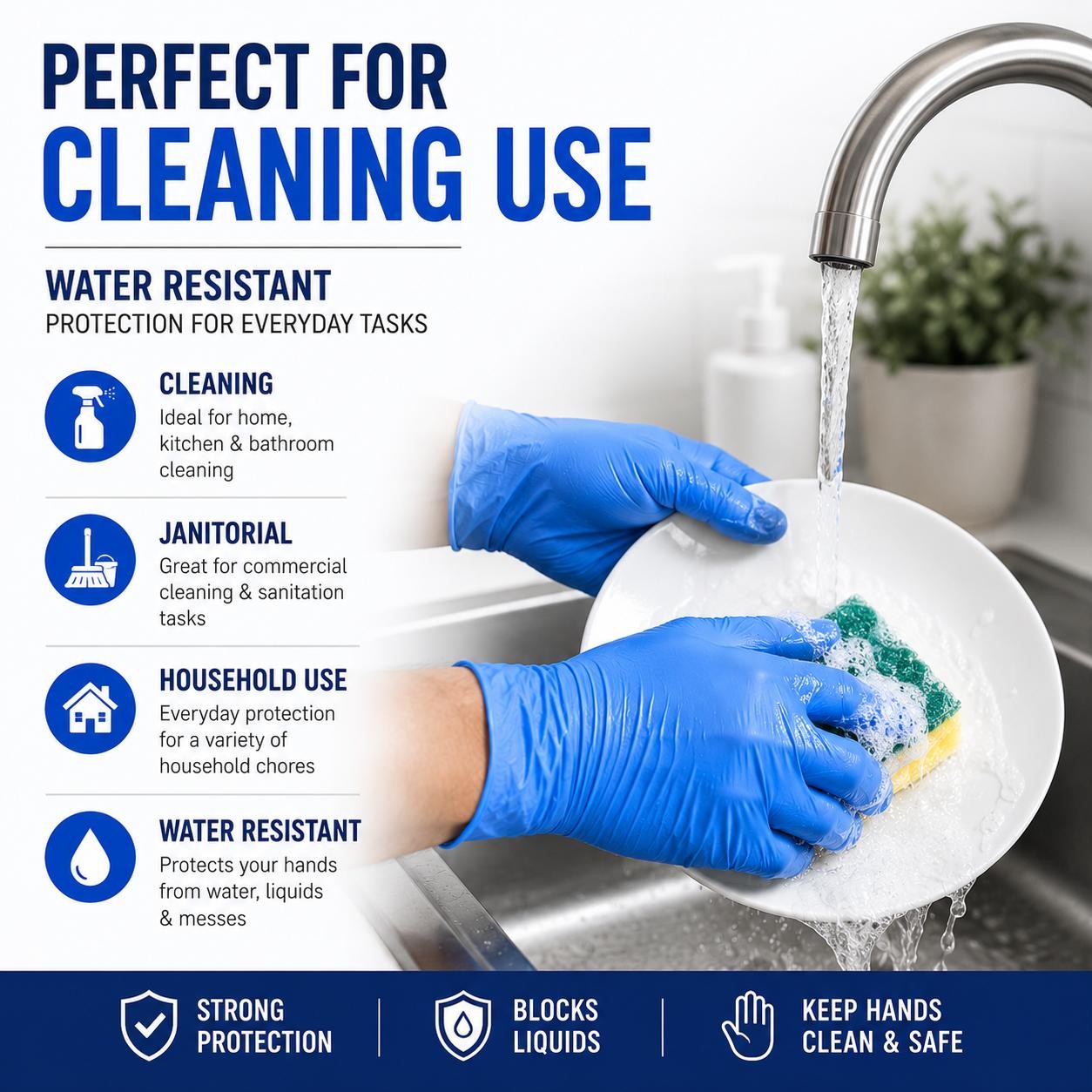 Blue Nitrile Gloves 3.5 Mil Powder Free Latex Free Exam Gloves 1000 Count