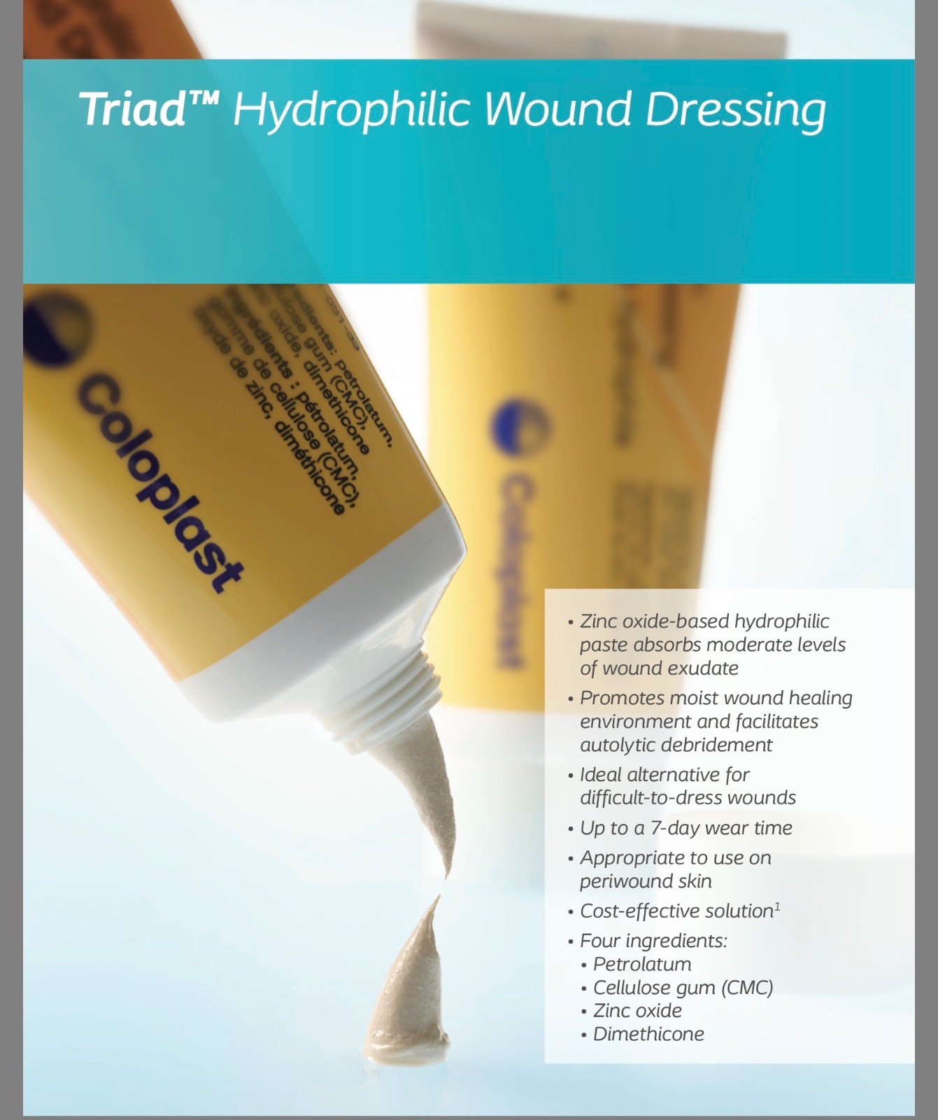 First Aid Coloplast Triad® Hydrophilic Wound Dressing 6oz Tube – 2 Pack
