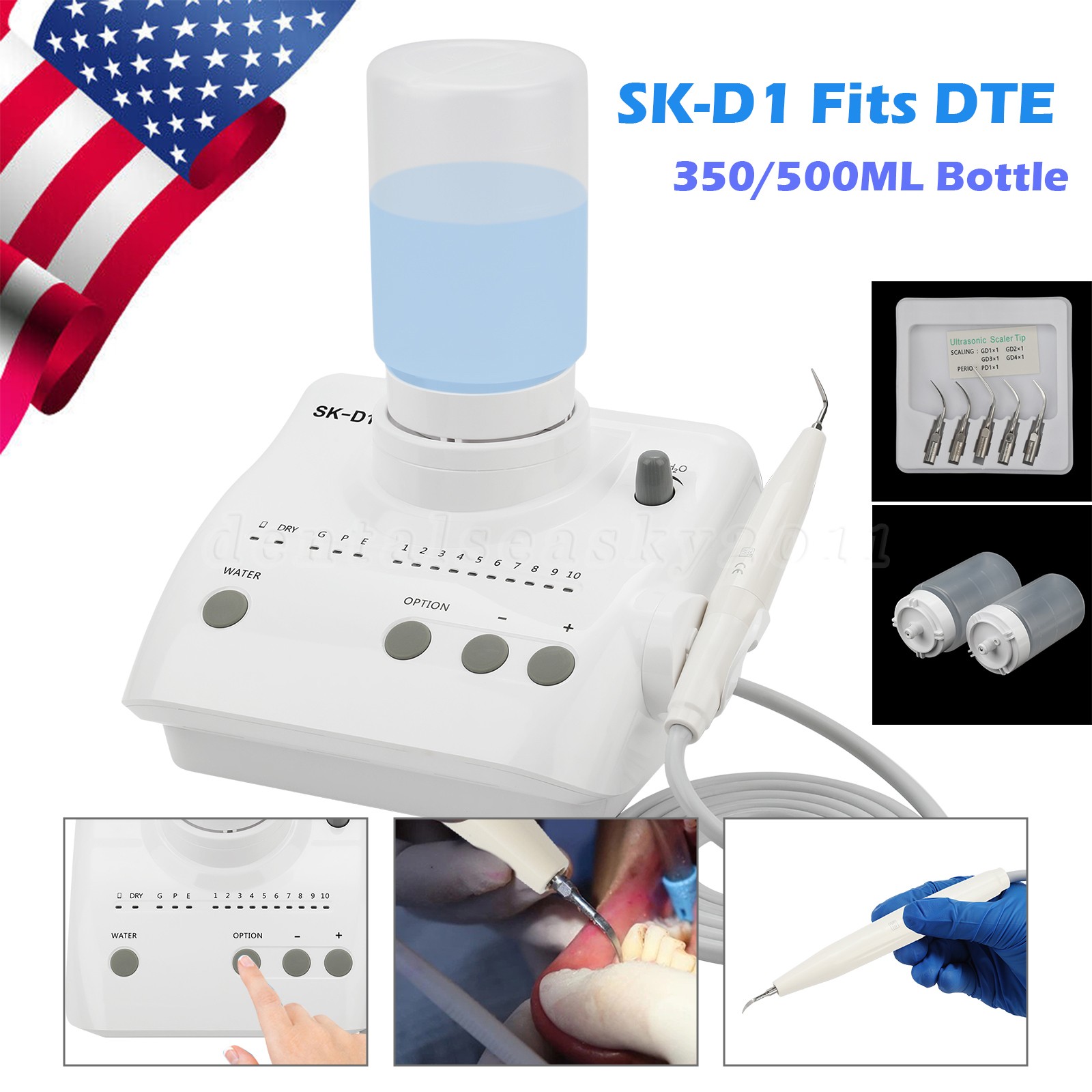 Dental Ultrasonic Piezo Scaler+Handpiece Bottles Fit DTE SATELEC Model:SK-D1