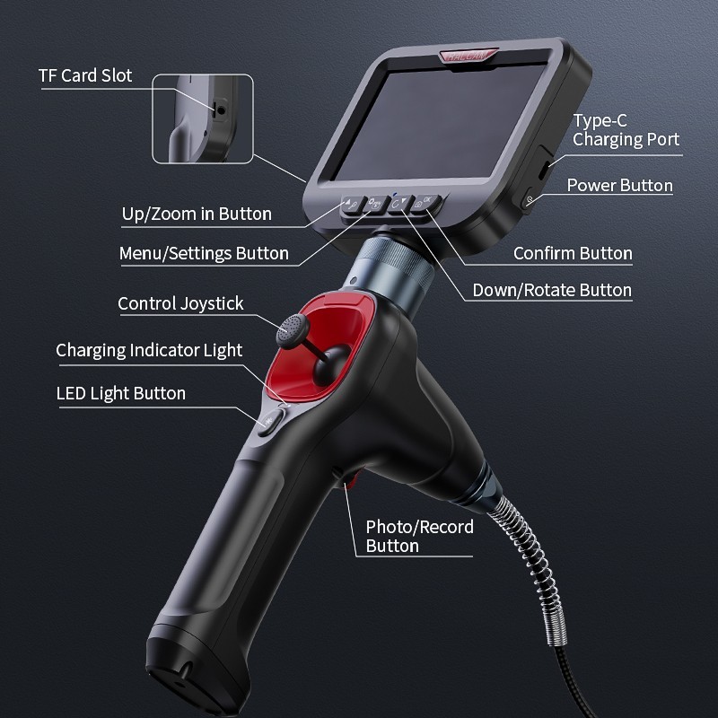 Ralcam Endoscope Inspection Camera Articulating Borescope 3.3FT Flexible Tube