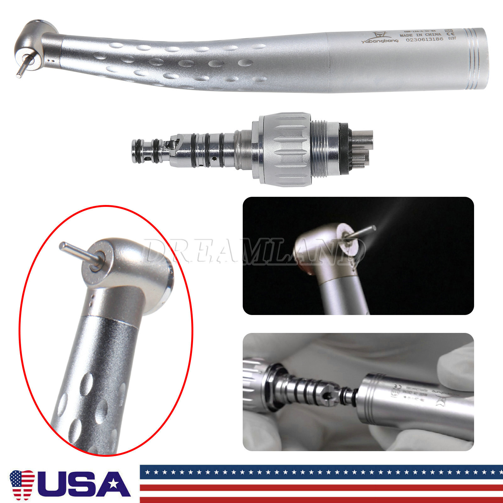 YABANGBANG Dental High Speed Handpiece w/ 4Hole Swivel Coupler Fit KaVo DZM