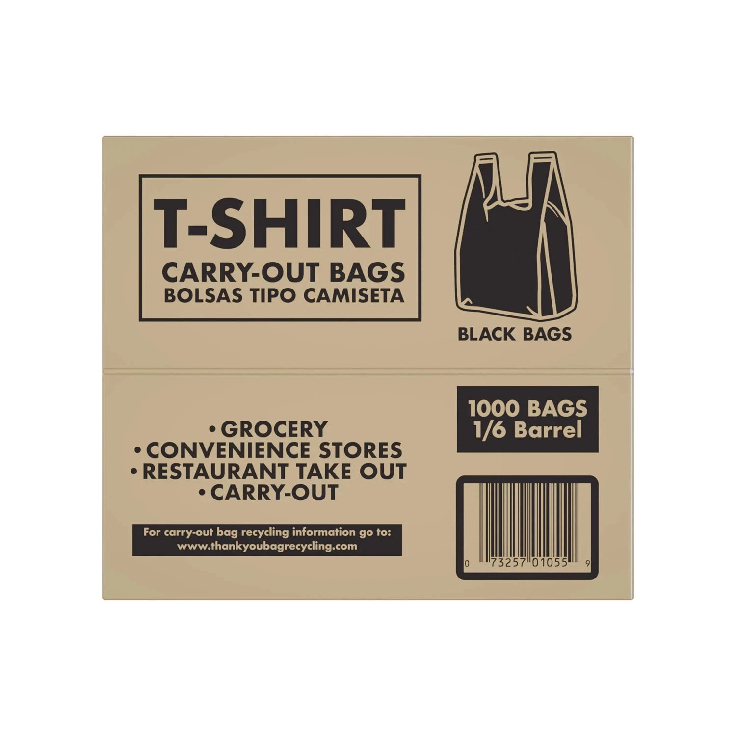 Black T-Shirt Carryout Bags, 11.5″ x 6.5″ x 22″ (1,000 ct.)