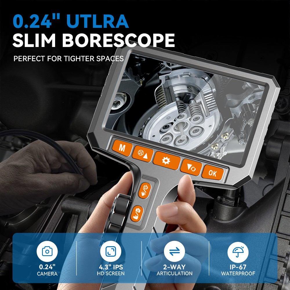 SALE! Ralcam Two-Way 210° Inspection Borescope Endoscope Camera 3.3ft Semi Rigid