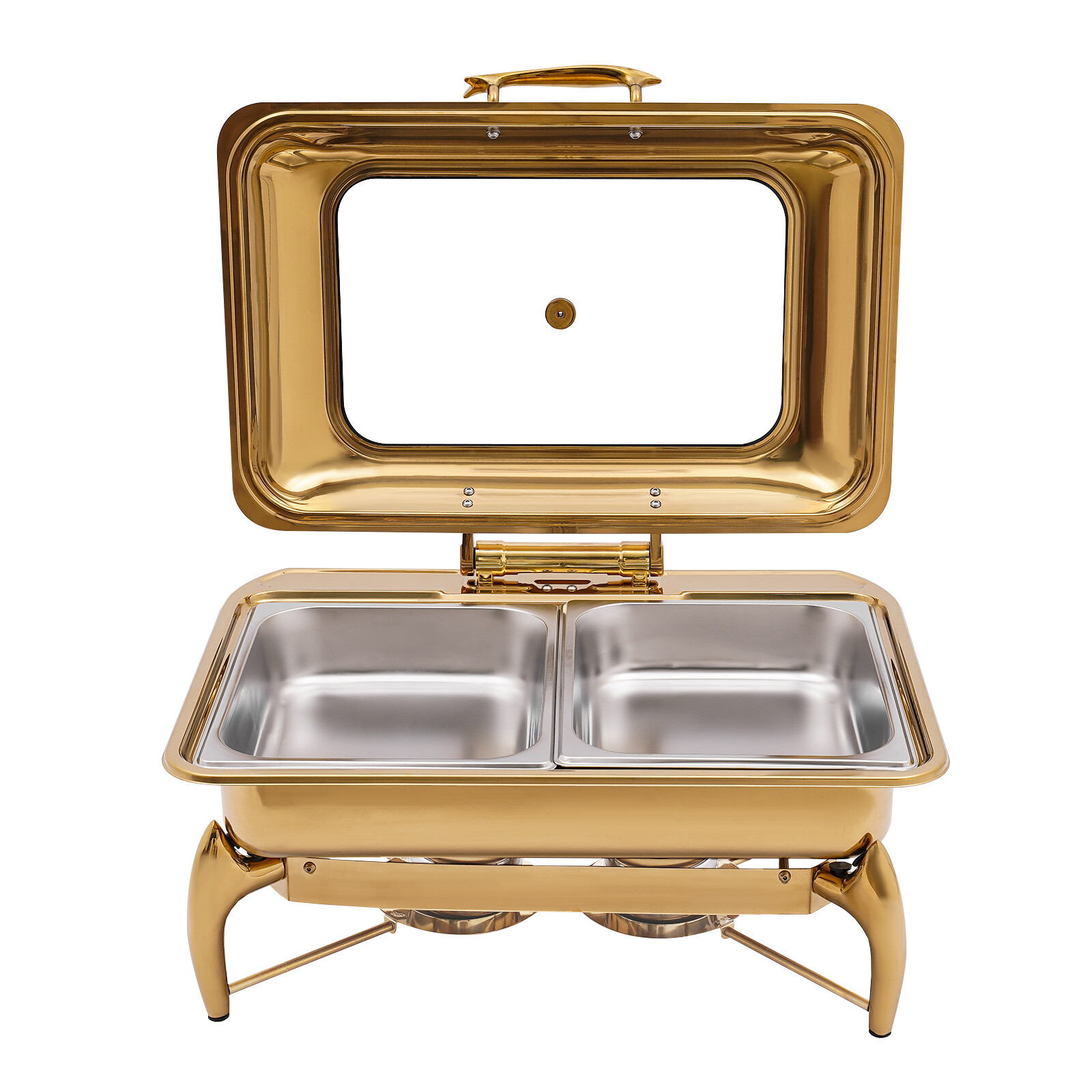 Gold 9QT Roll Top Chafing Dish Buffet Set Stainless Steel with Fuel Holder Home